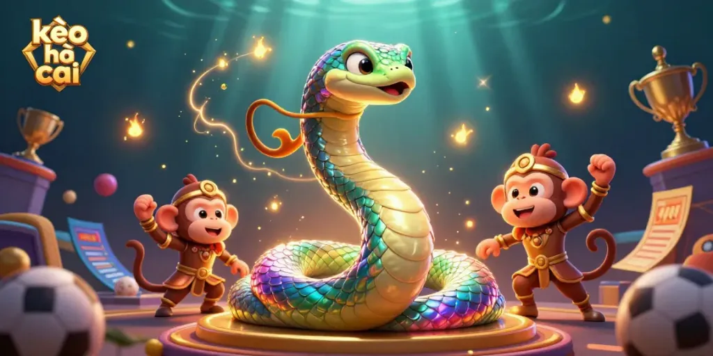 Engage with kèo nhà cái through a vibrant 3D scene showcasing sports betting action.