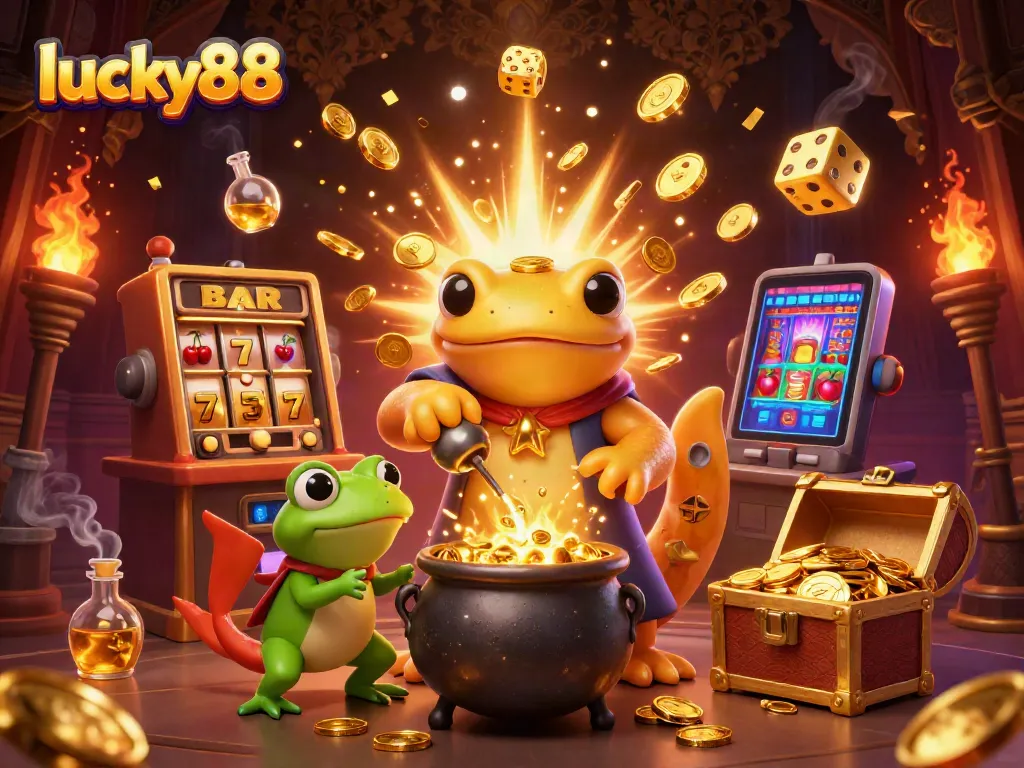 Experience the thrilling excitement of lucky88 as a golden salmander alchemist conjures jackpots and coins.