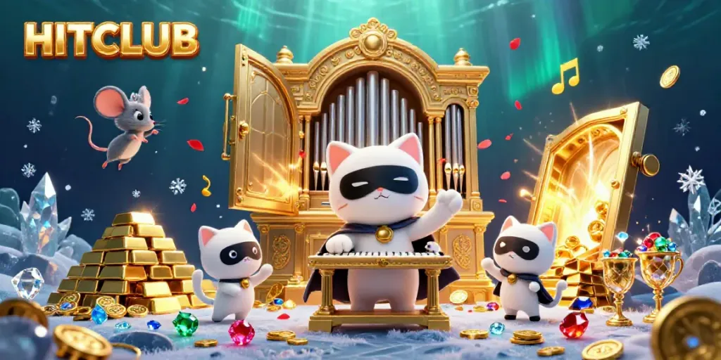 Experience thrilling gameplay at HITCLUB amidst a sparkling casino wonderland with treasures and games.