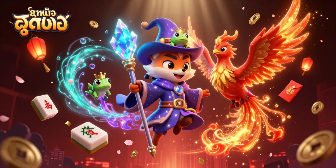 Engage with ดูหนังออนไลน์ in a mystical casino scene filled with vibrant characters and sparkling elements.