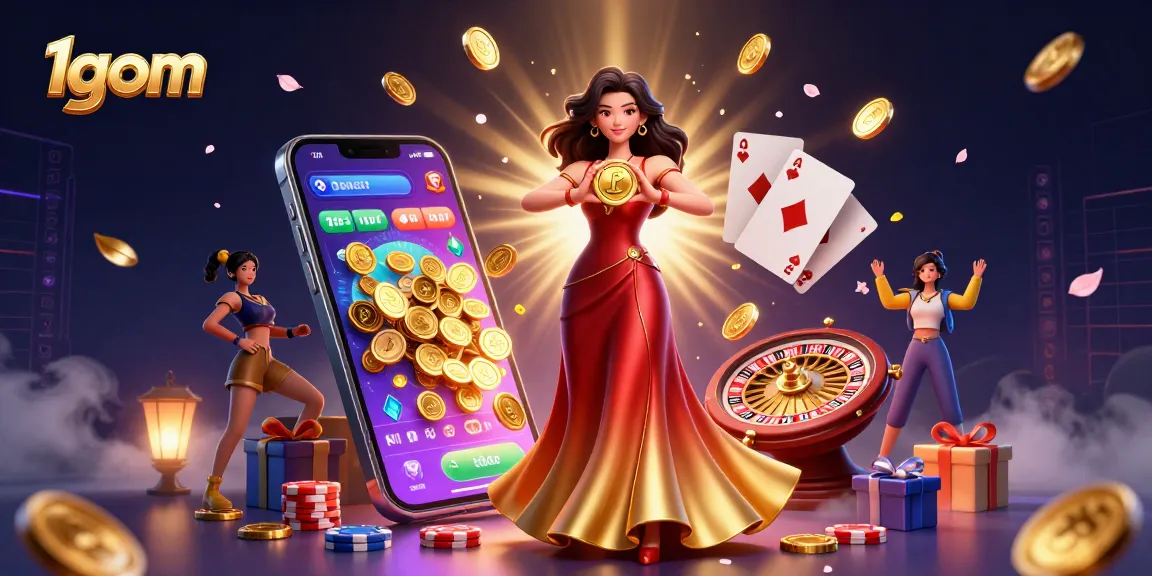 Experience the thrill of sports betting with 1gom amidst a dazzling display of coins and gaming elements.