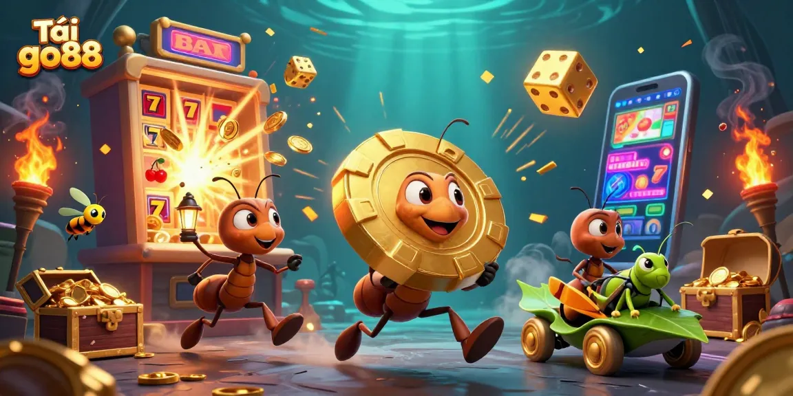 Play exciting games at Tải go88 with a 3D scene of whimsical ants on a heist.