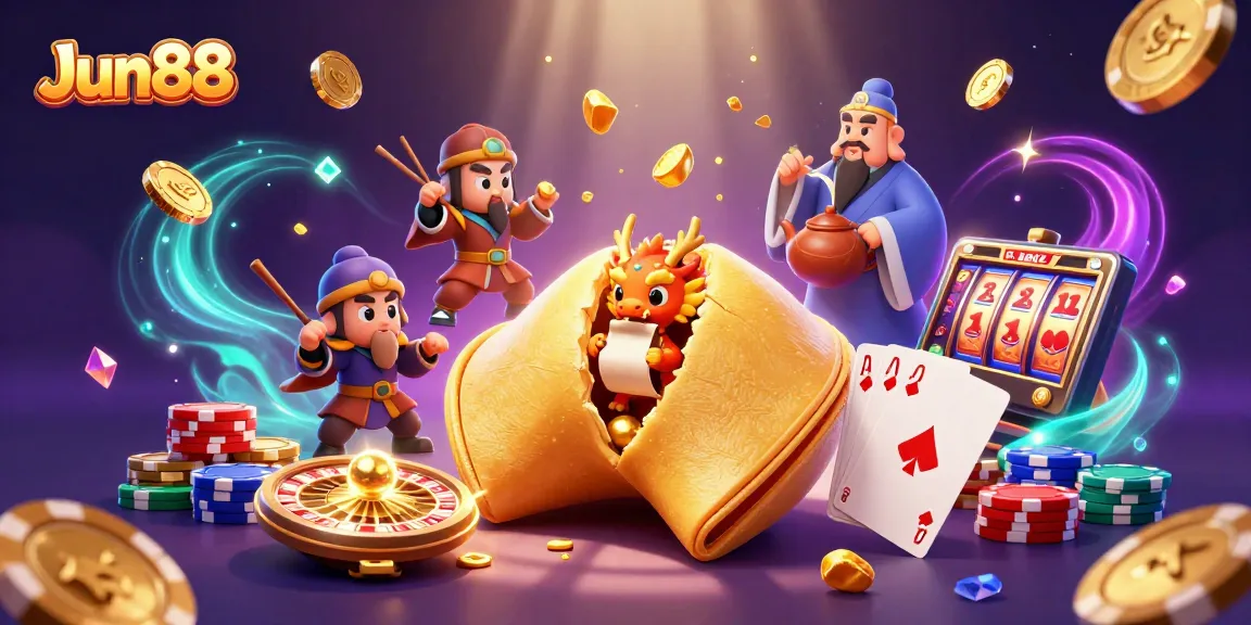 Experience thrilling moments at Jun88 with a vibrant 3D casino scene showcasing dynamic gaming elements and characters.