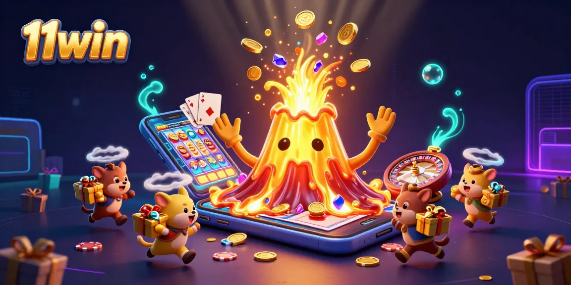 Experience thrilling moments at 11win with a triumphant volcano eruption of coins and treasures.